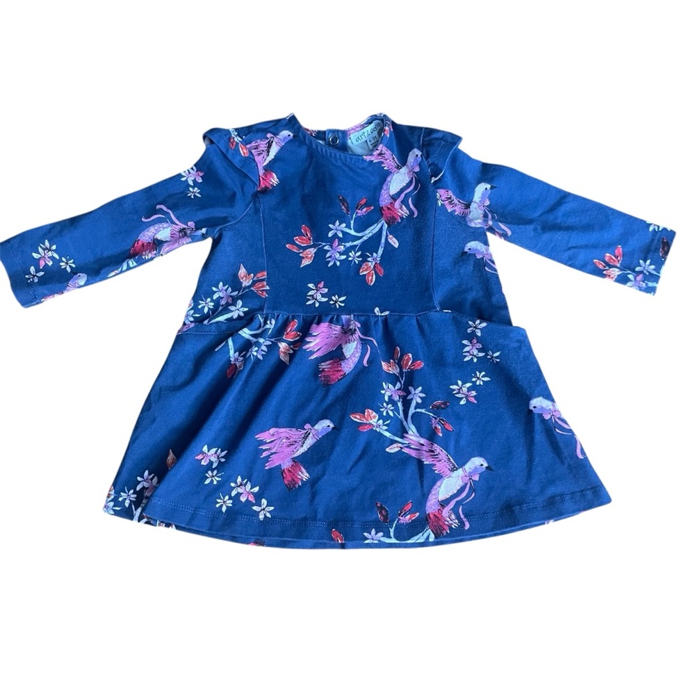 Art & Eden Floral Blue Kids Dress, Size 6-9M